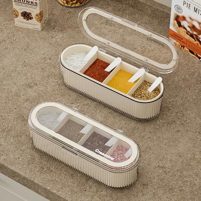 Light Luxury Household Seasoning Box Partitioned Four In One Seasoning Sealing Set Household Moisture-proof with Lid Kitchen