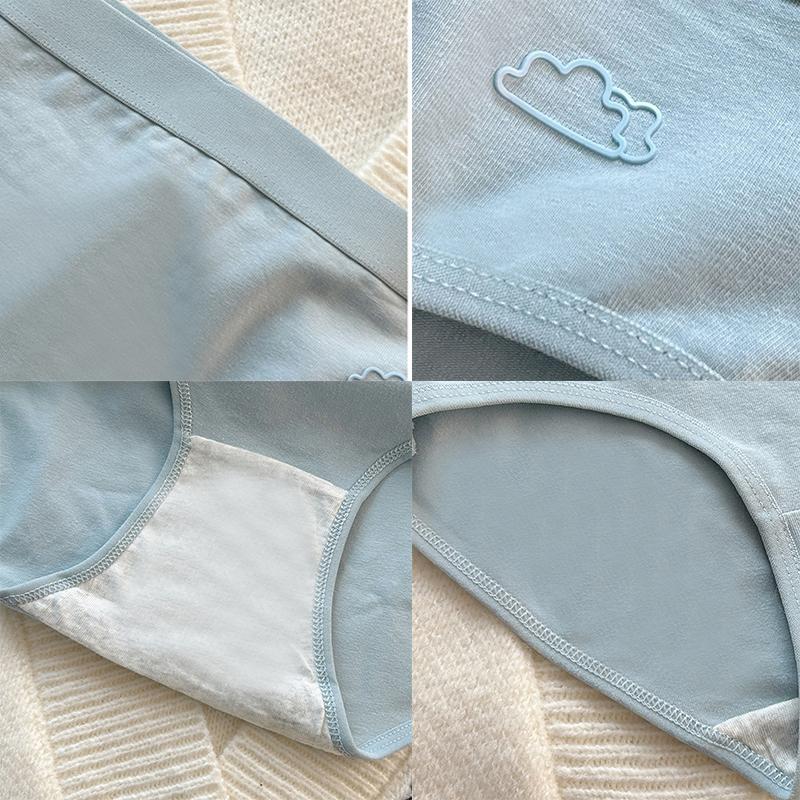 Women's Underwear Cotton Underwear Women's Weather Pattern Simple Solid Color Mid-Rise Cotton Crotch Briefs