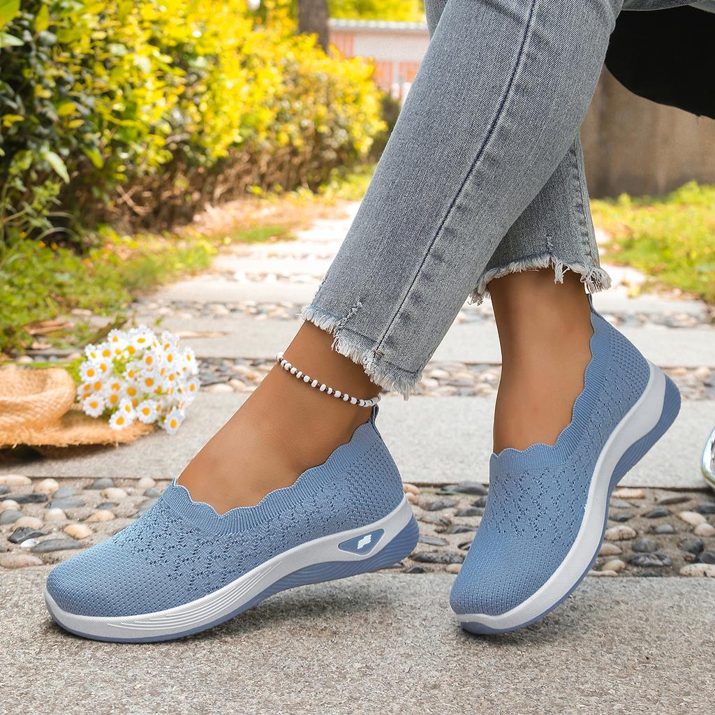 Women Shoes Orthopedic Knit Walking Shoes Breathable Slip-On Loafers Soft Non-Slip Wedge Sneakers Comfortable Casual Footwear
