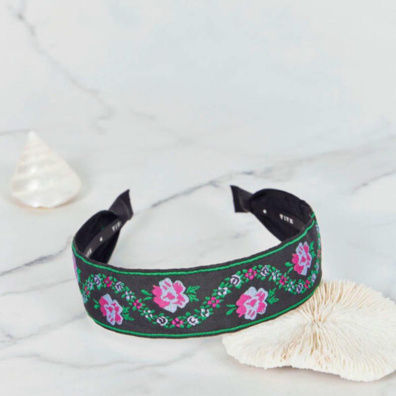 MAIA Pearl Flower Jacquard Hairband A - Minja-hyung Green