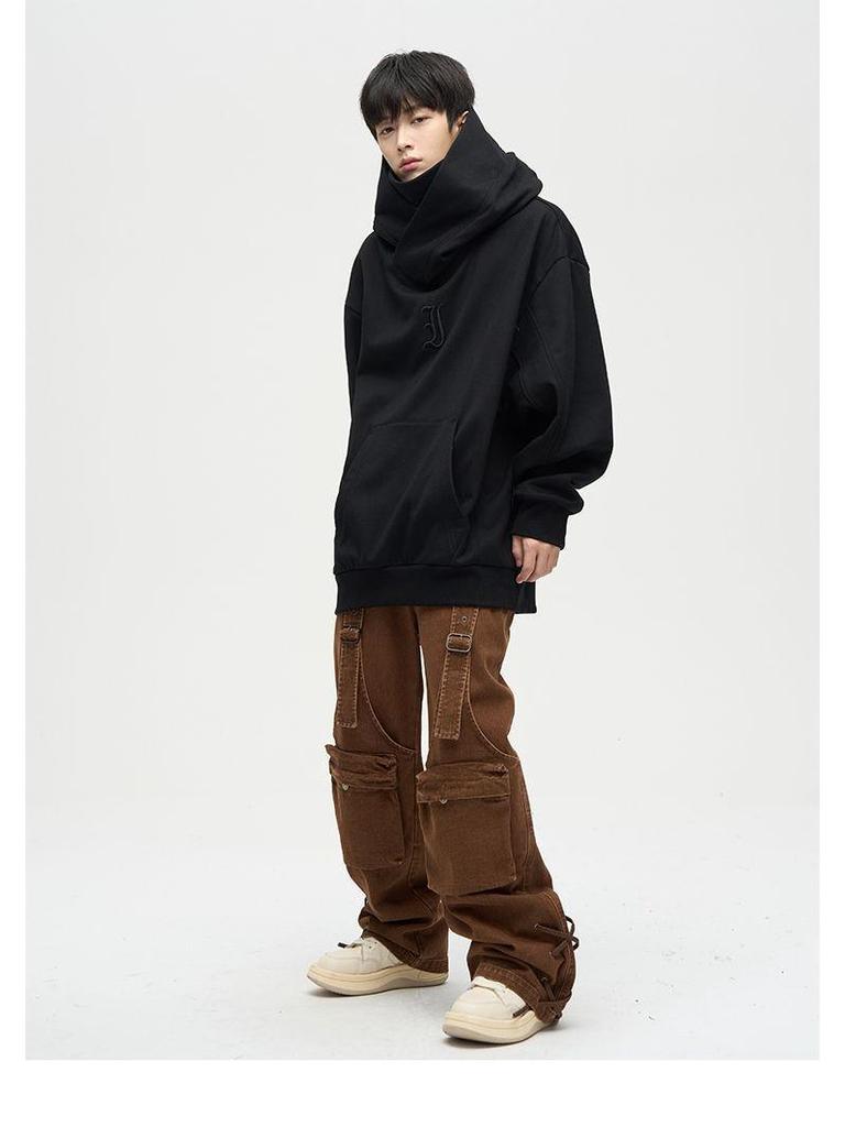 Ninja Herren-Hoodie mit Stehkragen gegen soziale Ängste – Herbst/Winter Samtjacke, schweres Material, trendige Partnerjacke