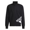 Contrast Large Logo Zip-Up Stand Collar Jacket Unisex Jackets Black HE7453
