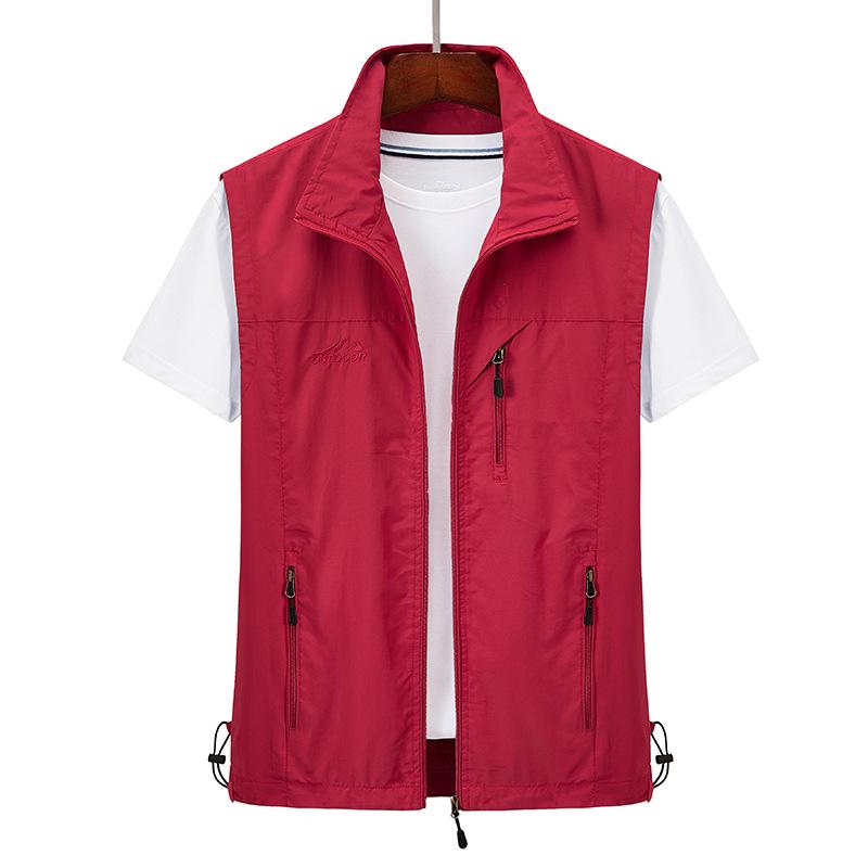 

Men s Spring/Autumn Hooded Multi-Pocket Vest for Outdoor Mountaineering - Middle-Aged Loose Style Waistcoat 5XL