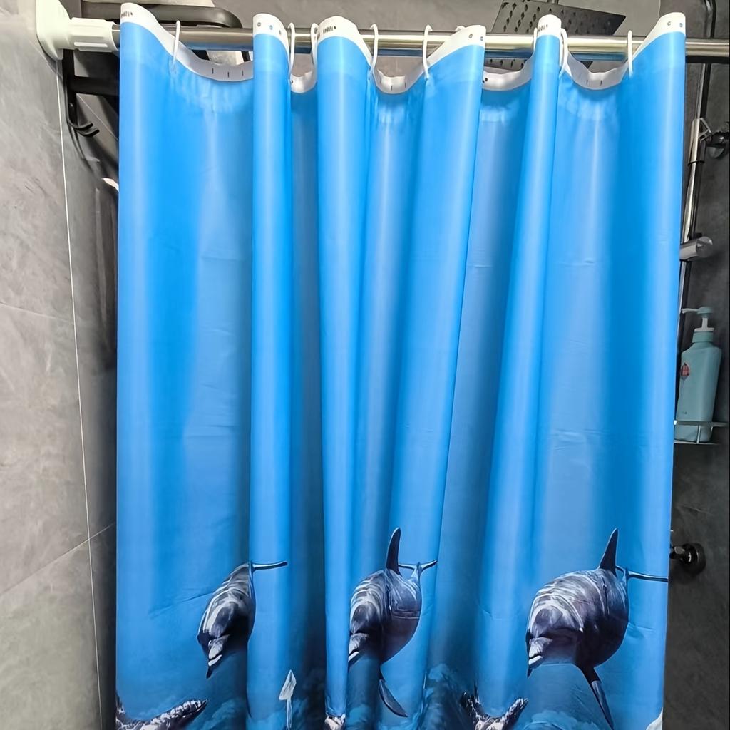 VIKAMA Enchanting Marine Life Print Shower Curtain, Waterproof, Mould-Resistant, Blackout Shower Curtain, Bathroom Decor