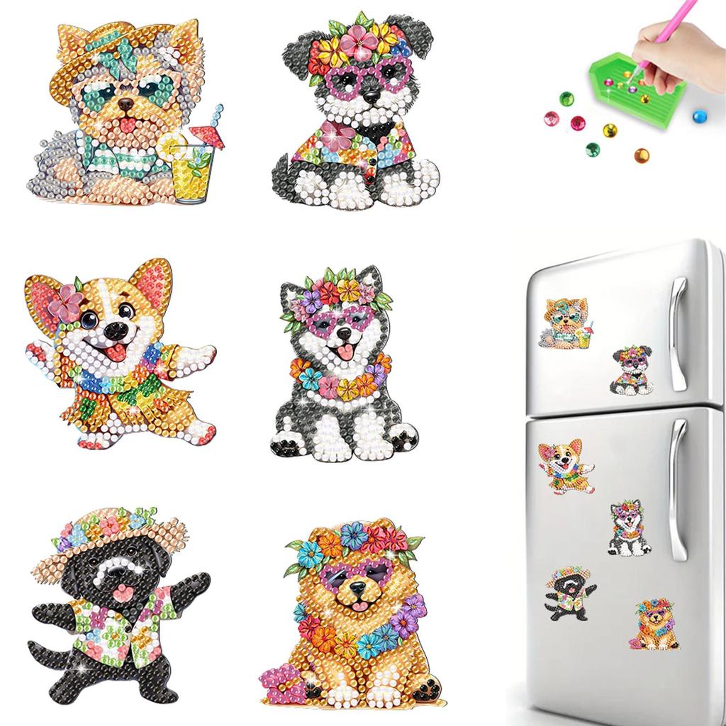 6Pcs Acrylic Special Shape Cake Fridge Stickers Diamond Art Fridge Magnet Diamond Art Magnets Decals for Adults Kids Beginners