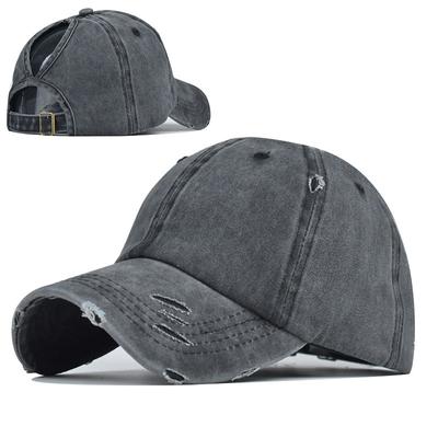 Washed Baseball Cap Ponytail Hat Foreign Trade European and American Tide Curved Brim Net Hat Spring and Summer Women's Outdoor Sports Sun Hat