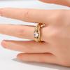 Classic Inlaid White CZ Women's Ring Sparkling Gold Color Geometry Daily Wear Party Jewelry Anniversary Gift