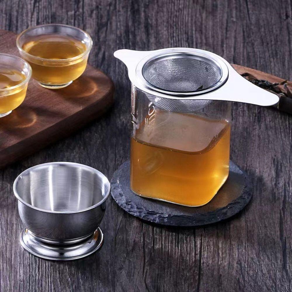 With Handle Tea Strainer Set Fine Mesh Tea Infuser with Drip Bowl Hanging Tea Infuser Tea Brewing