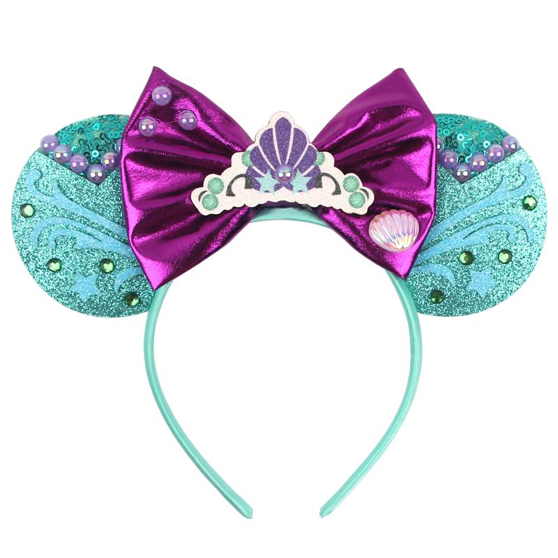 Trip Mickey Ears Headband For Girls Women Sequin Castle 5"Bow Hairband Festival Party Cosplay DIY Hair Accessories