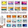 New Brilliant Sunrise Sunset Beach Coconut Trees Scenery Italian Charm Links Fit 9MM Stainless Steel Bracelet DIY Making Gift
