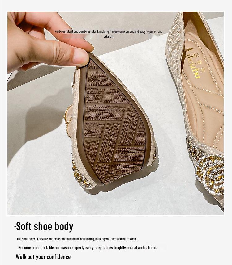 Plus Size Women's Rhinestone Pointed Toe Loafers (Sizes 41-43) - 2022 Flat Fashion Style