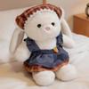 Sweet Sen Mi Dou Rabbit Plush Toy with Bib Apple Outfit Stuffed Bunny Doll for Kids Girls Gift Pink 20cm