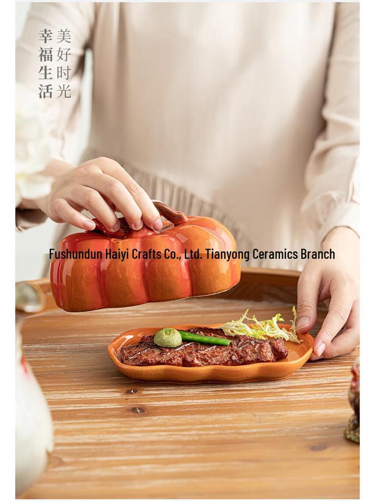 Cross-border Su Shi Pumpkin Ceramic Snack Plate for Bread, Cake, Candy, and Butter