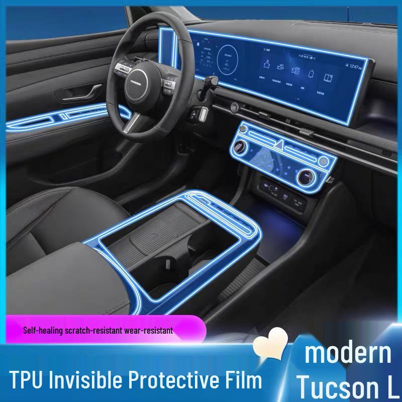 Compatible with 25 Hyundai Tucson L Models: Center Console, Air Conditioning, Interior Protection Film, and Navigation Screen Decor.