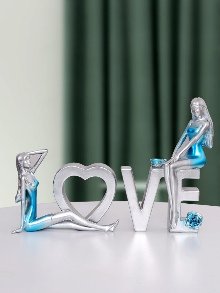 Love Girl Ornaments Home Decor Accessories  Modern Minimalism Valentine's Day Gift  Resin Crafts Living Room Decoration
