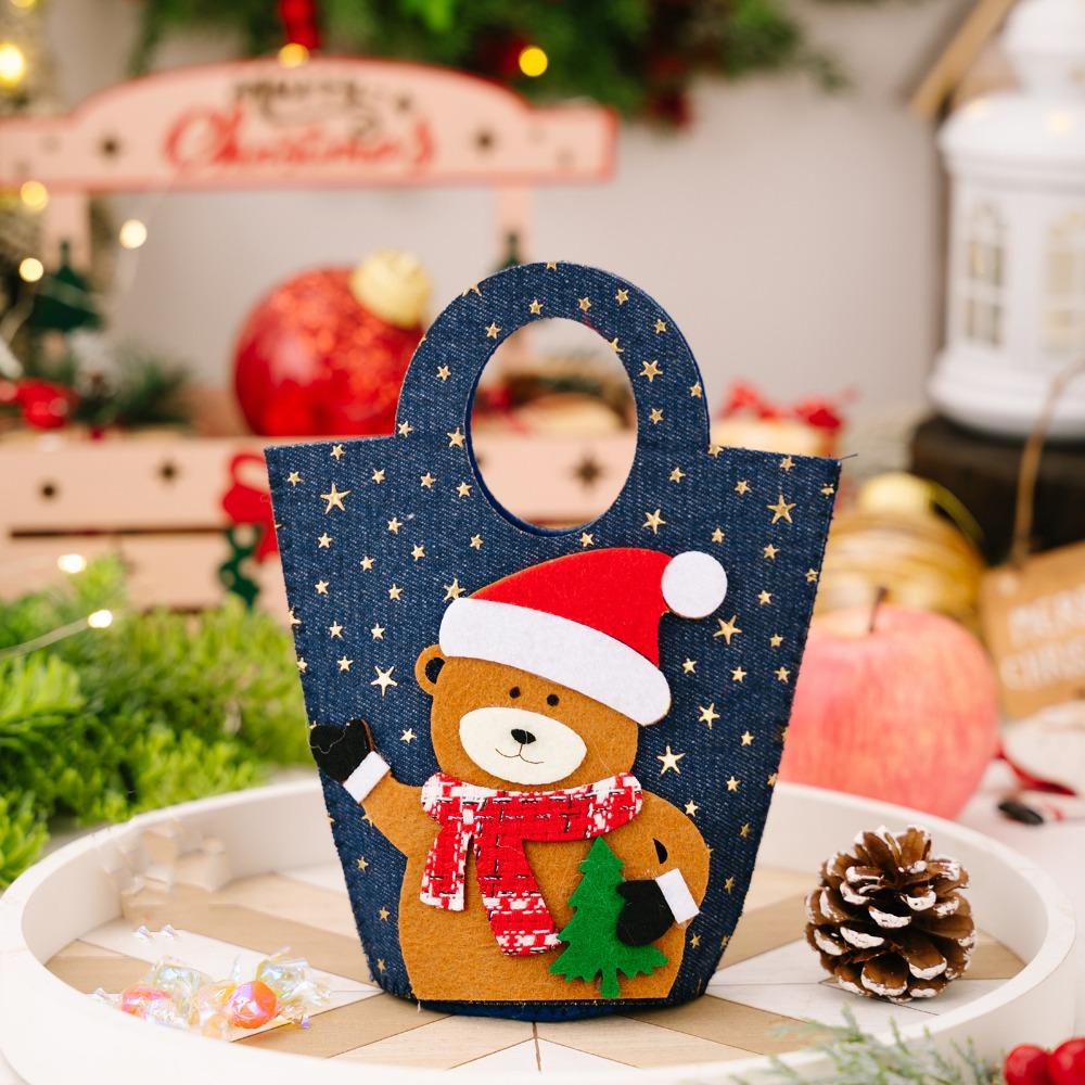 

Snowman/Elk Christmas Gift Bag Large Capacity Santa Claus Candy Bag For Friends Gifts Style D