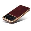DENIOR A01 For iPhone 17 Pro Max Case Waxy Texture Genuine Cow Leather Electroplating Back Cover