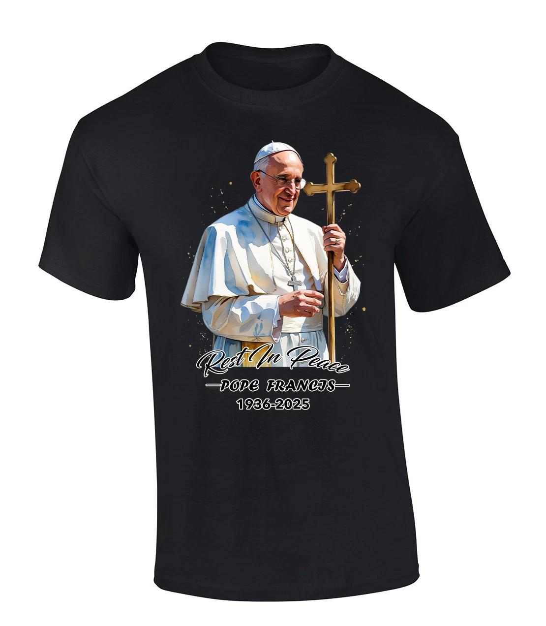 Rest In Peace Pope Francis 1936-2025 black T-shirt All sizes S-5XL M390 4XL
