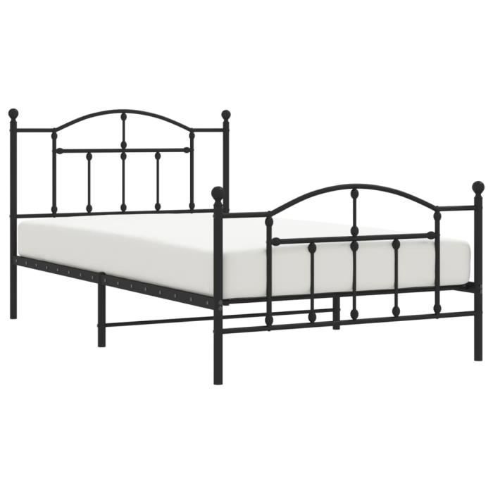 VidaXL Metal Bed Frame with Headboard-Footboard Black 107x203 Cm 353453