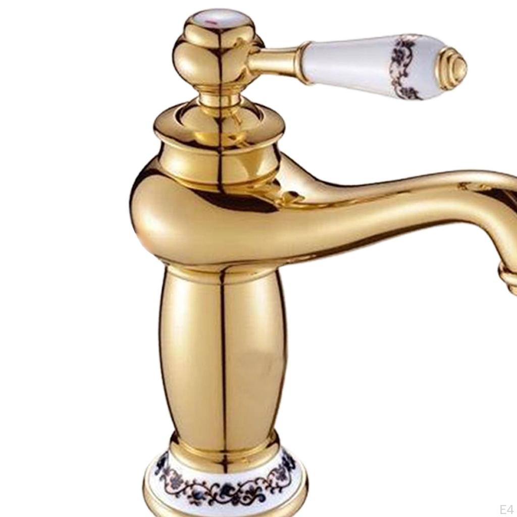 Bathroom Sink Faucet Basin Mixer Tap Ceramic Elegant Design Splashproof Single Handle and Cold