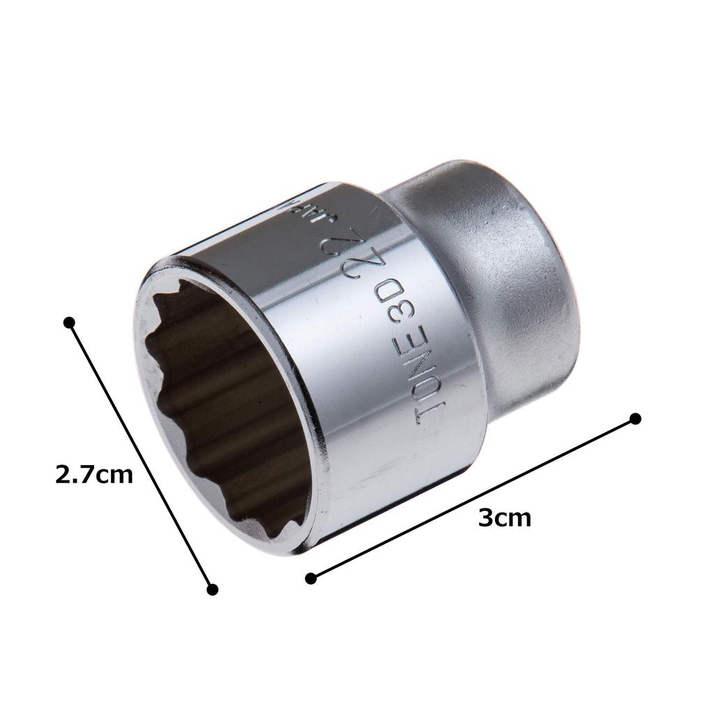 TONE Socket Drive Angle Width Across Flats 22mm (12-sided) 3D-22 9.5mm (3/8")