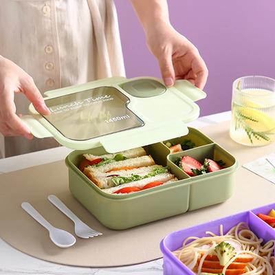 Compartments Bento Box for Students To Bring Rice, Microwave Oven Salad Box, Japanese Lunch Box with Tableware