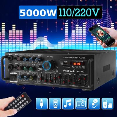 5000W wzmacniacz stereo bluetooth dźwięk przestrzenny USB SD AMP FM DVD AUX wyświetlacz LCD kino domowe wzmacniacz do karaoke pilot zdalnego sterowania