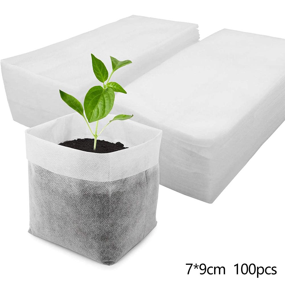 

100Pcs Biodegradable Plant Grow Bags Non-Woven Nursery Pots for Seed Starting Home Garden Accessories Tools 7*9cm