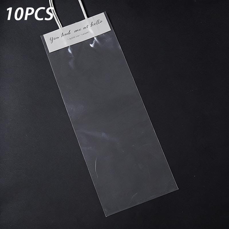 10Pcs Flower Packing Bags Transparent Flower Bouquet Gift Bag Valentine'S Day And Mother'S Day Flower Tote Bag