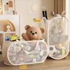Mesh Kids Toy Storage Bin Large Capacity Plush Toys Organizer Household Storage Bag  Living Room