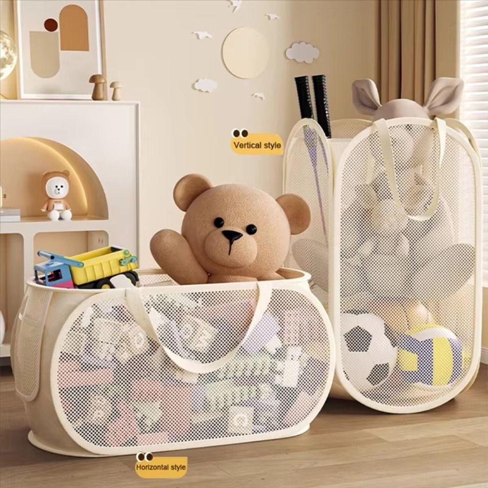 Mesh Kids Toy Storage Bin Large Capacity Plush Toys Organizer Household Storage Bag Living Room