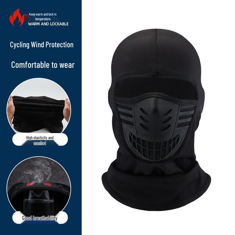 Men's Winter Fleece-Lined Face Mask: Windproof Full Face Helmet Liner for Cycling, Motorcycling, and Skiing.