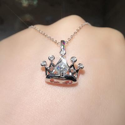 New Romantic Crown Pendant Necklace Wedding Engagement Accessories for Women Silver Color Exquisite Gift Statement Jewelry