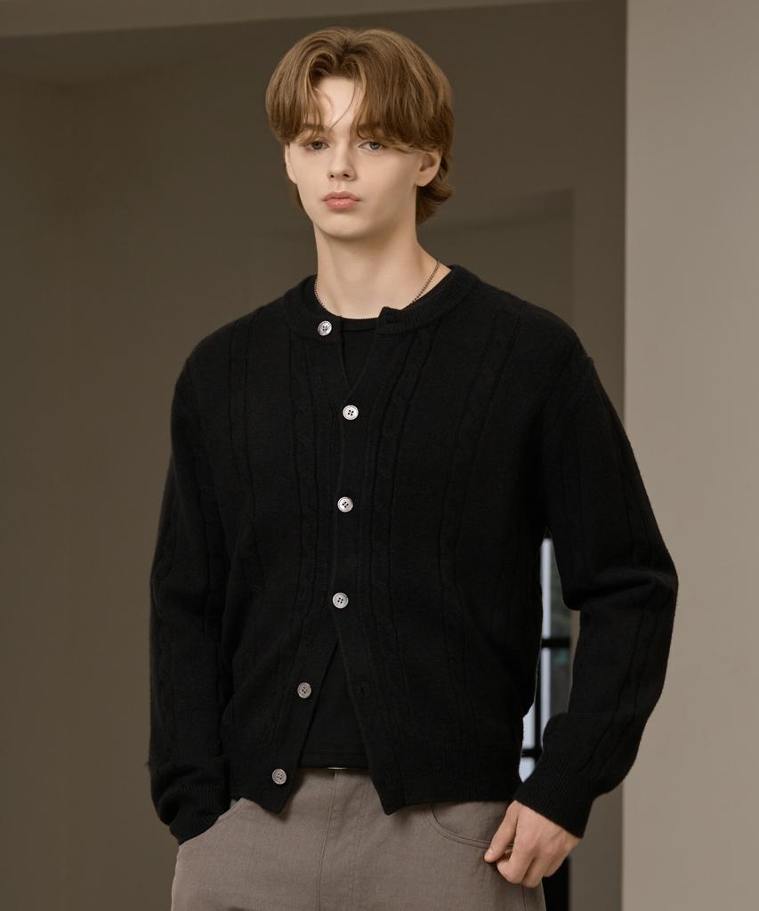 Hyoji Fw Washable Cable Round Crop Knit Cardigan (3 Colors)