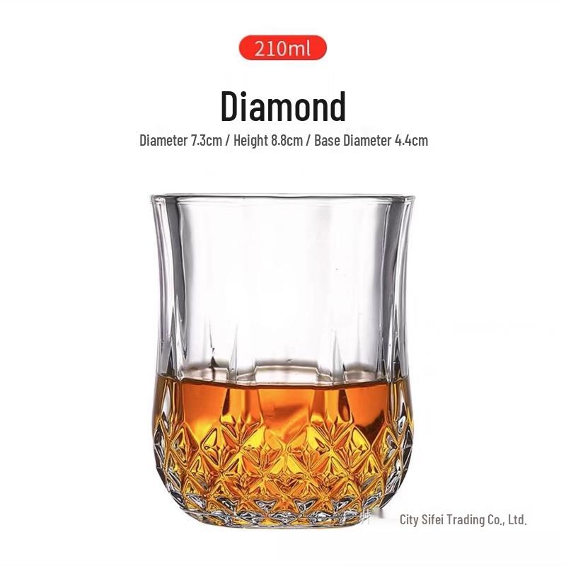 MDNG Retro Embossed Diamond Whiskey Glass