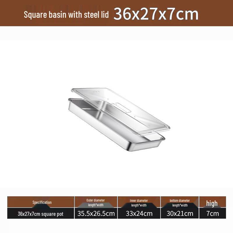 Lainuo Stainless Steel Rectangular Food Container with Clear PC Lid