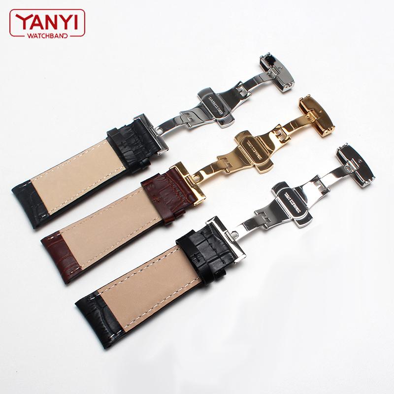 Curea de ceas din piele naturală 21mm 22mm 23mm 24mm curea de ceas Închidere brățară din piele bărbătească generală ceas curea de aligator cereale