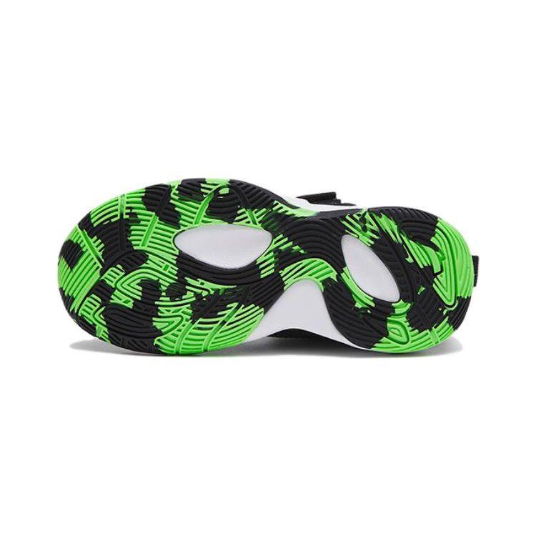 Anta Wind Tunnel Comfortable Versatile Shock Absorption Mid-Top Kids Basketball Shoes Kids sneaker Black Green 312319951-4