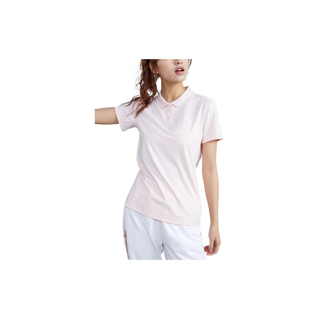 

Anta Life Series Solid Color Logo Polo Shirt Women tops Pink 962228117-3 XXL