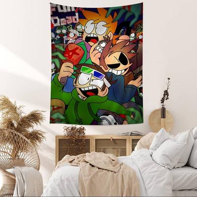 Popular Game E-Eddsworld Cool Anime Tapestry Hippie Flower Wall Carpets Dorm Decor Cheap Hippie Wall Hanging