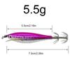 10-1pcs 5.5g Laser Luminous Squid Jig Floating Horizontal Wood Shrimp Egi Lure Bait Squid Jigging Shrimp Hook Octopus Cuttlefish