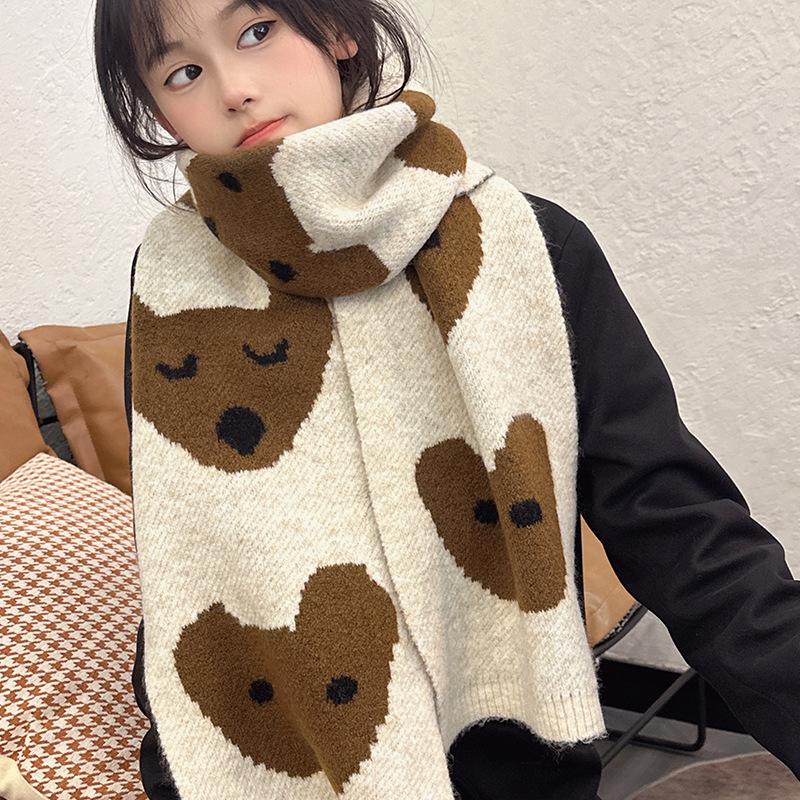 Cartoon Cute Dog Knit Scarf - Korean Style Warm & Fun Neck Warmer