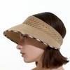 Daks Beige Linen Blend Check Pattern Packable Sun Cap Dche6e108i2