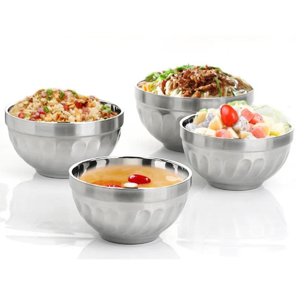 Double-layer Stainless Steel Bowl Fell -resistant Canteen Bowl Tableware Soup Bowl  Kindergarten