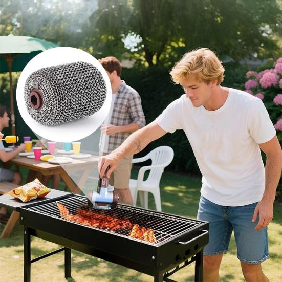 Electric Grill Brush Roller 350RPM Portable Spinning Roller Stainless Steel Drum Wireless BBQ Cleaner Accessory for Grills