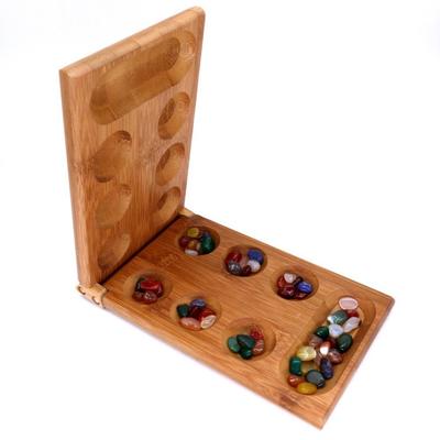 Ensemble de jeu de société en bois pliable Plateau en bois pliant avec des pierres en verre pour la vie quotidienne, les fêtes, les festivals