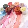 10Yards Organza Solid Color Ribbon 4Cm Wavy Edge Ribbon For For Flower Bouquet Gifts Packaging Party Decorations Diy