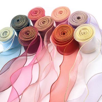 10Yards Organza Solid Color Ribbon 4Cm Wavy Edge Ribbon For For Flower Bouquet Gifts Packaging Party Decorations Diy