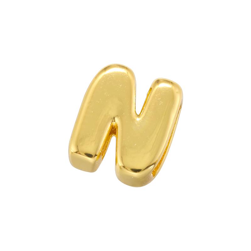 Gold Plated Brass Eco-Friendly Plating A-Z Initial Letter Beads, Cute DIY Jewelry Making Accessories Beads:VZ442