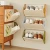 Large Capacity Wall-Mounted Shoe Rack Plastic Hidden Storage Shelf Folding Shoe Rack Bathroom